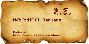 Mátéfi Barbara névjegykártya