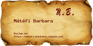 Mátéfi Barbara névjegykártya